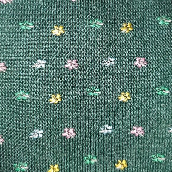Lord of Ties Men's Green w/ multi colored Flowers 100% Cotton Neck Tie - Picture 2 of 3